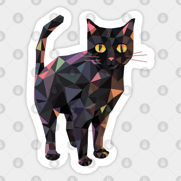 Black Halloween Polygon Kool Kat Sticker by Lunatic Bear